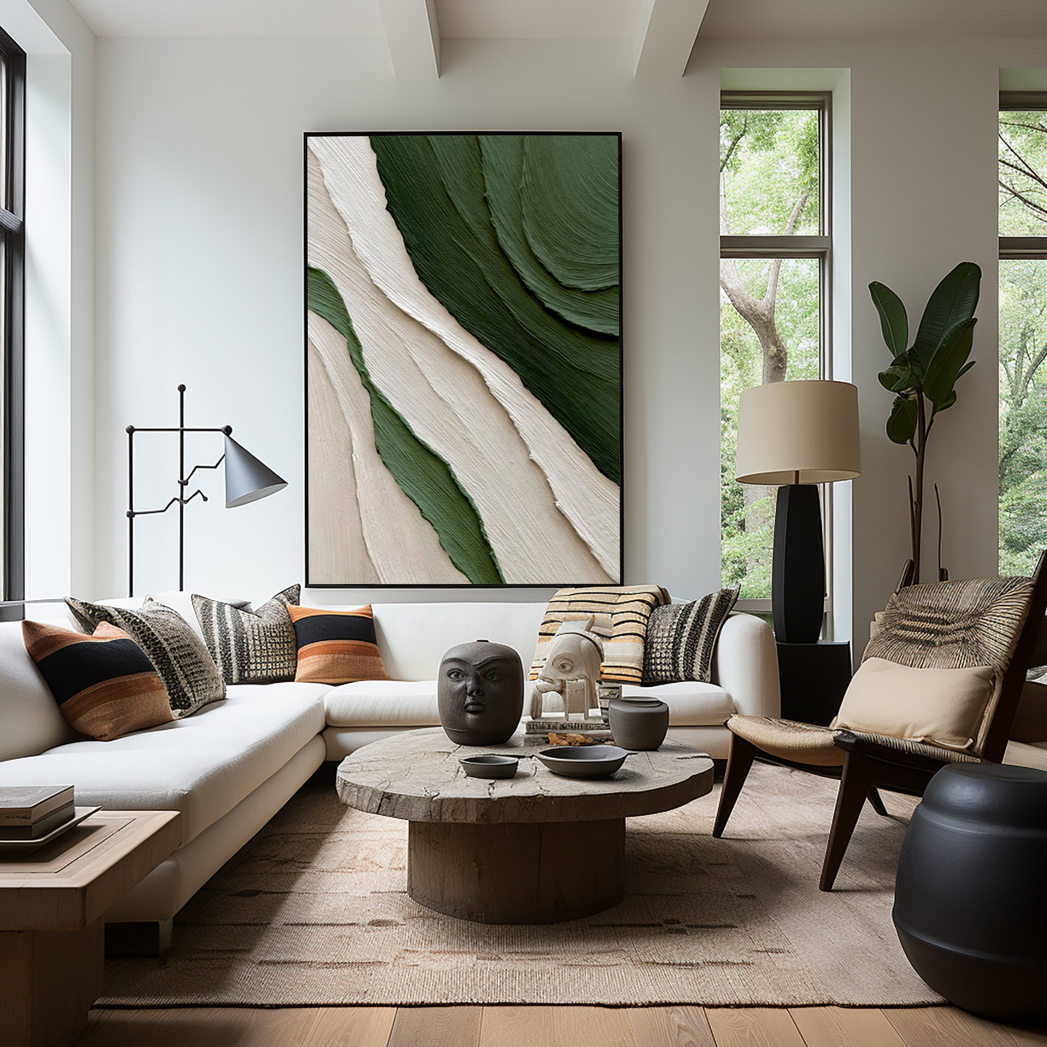 vagues vertes Abstrait verticale #pl52