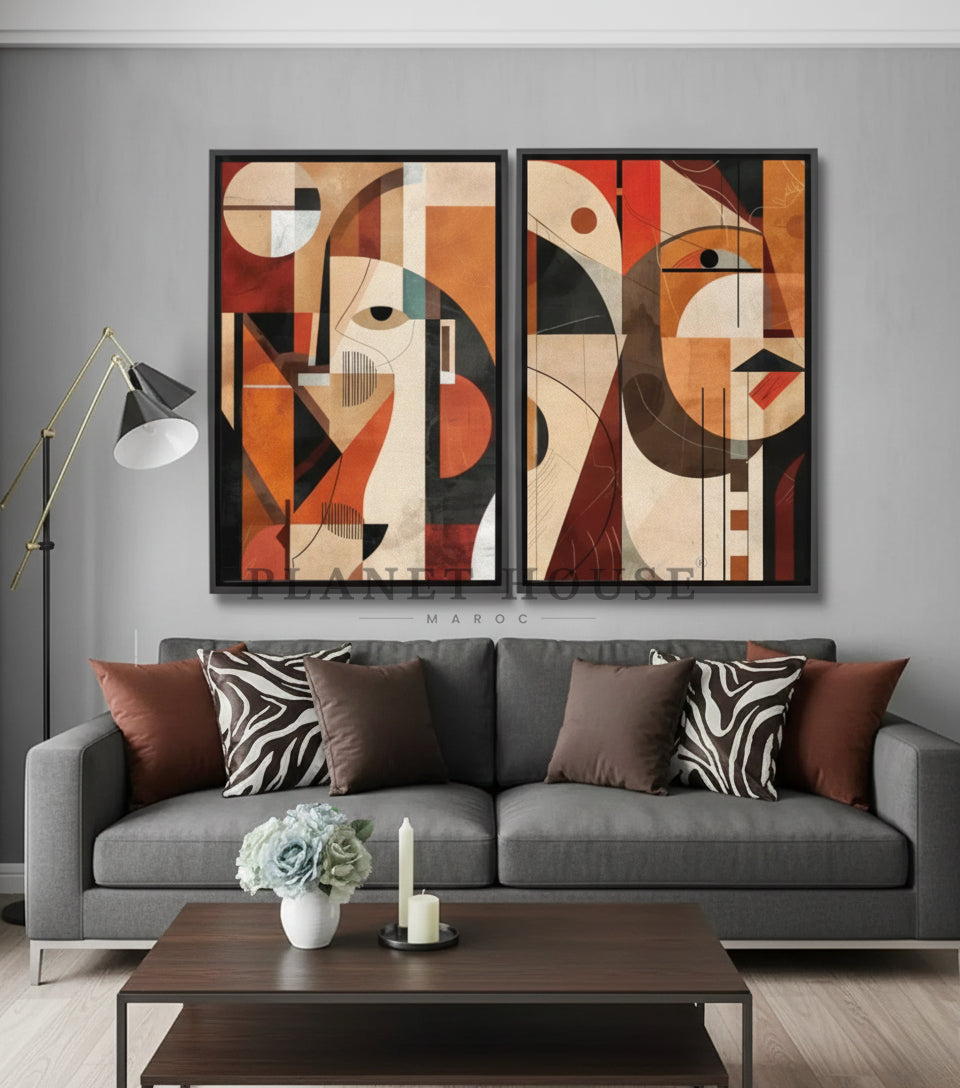 Duo Geo faces Abstrait