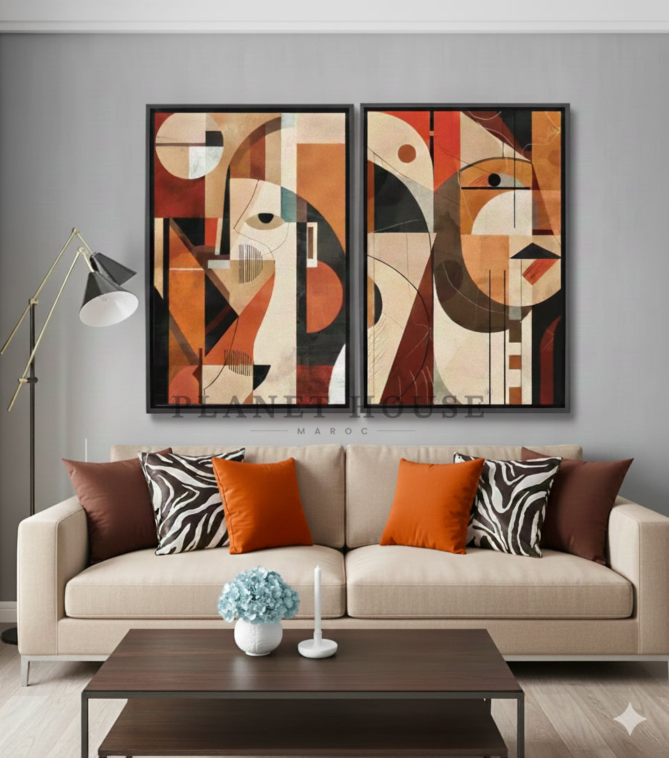 Duo Geo faces Abstrait