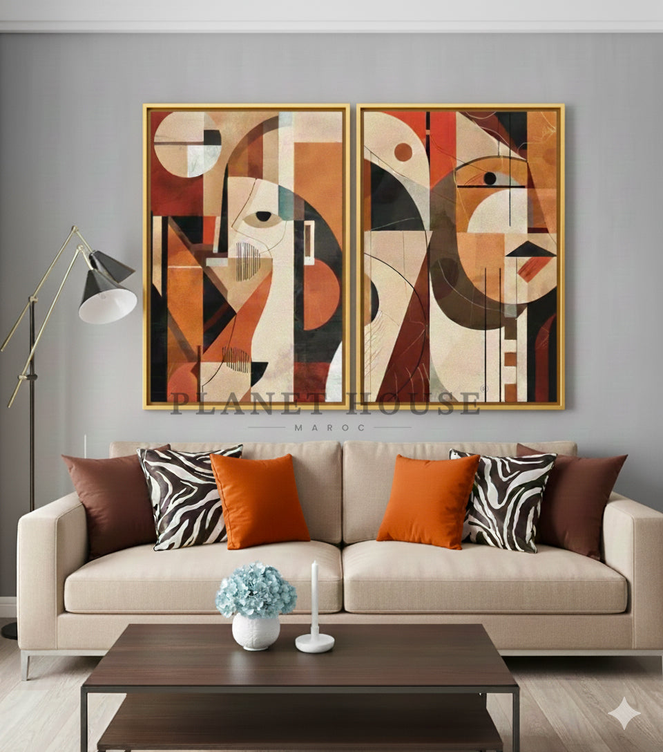 Duo Geo faces Abstrait