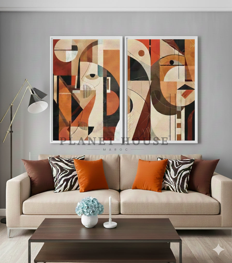 Duo Geo faces Abstrait