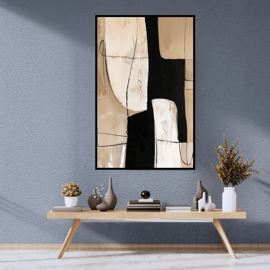 Tableau luxe abstrait noire et beige #pl3 - Planet House