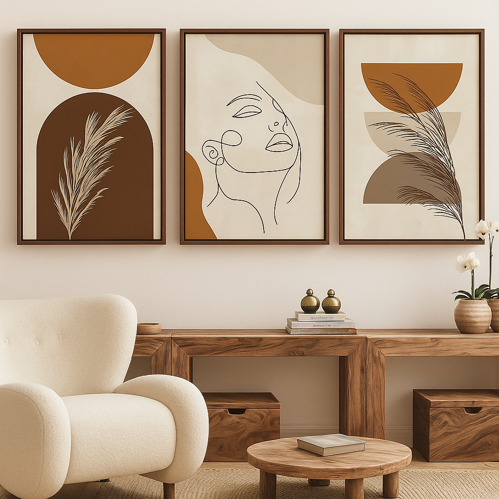 Set 3 Tableaux décoratif minimaliste maroon #pl37