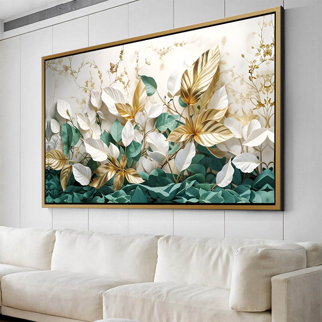 Luxe fleur verte et dorée - Cadre américain - Planet House