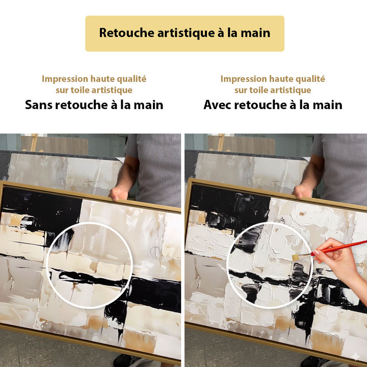 Tableau luxe abstrait noire et beige #pl3