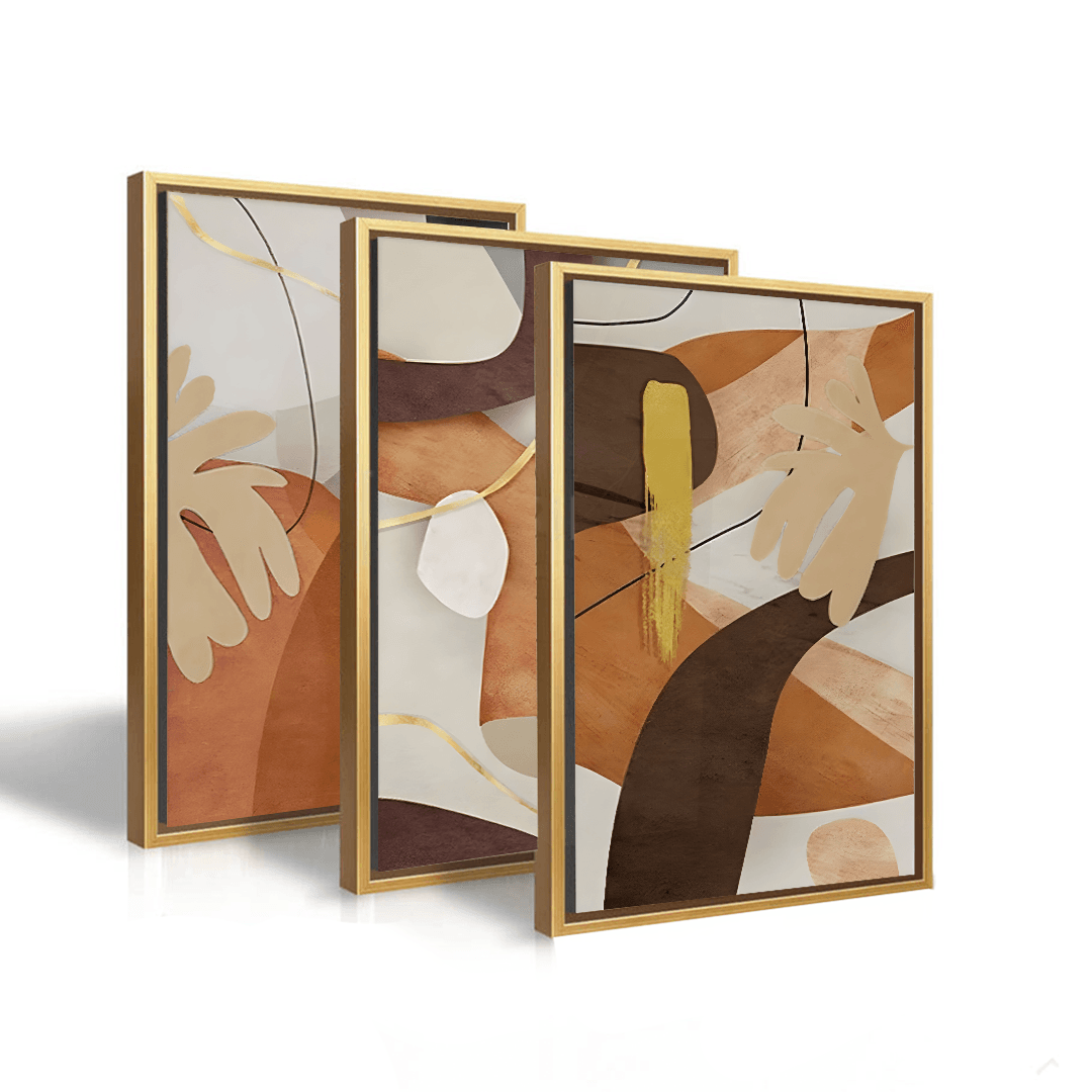 Ensemble de 3 tableaux abstraits - Planet House