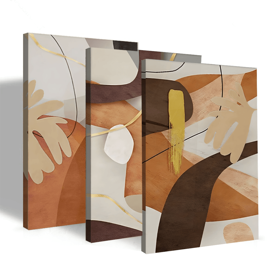 Ensemble de 3 tableaux abstraits - Planet House